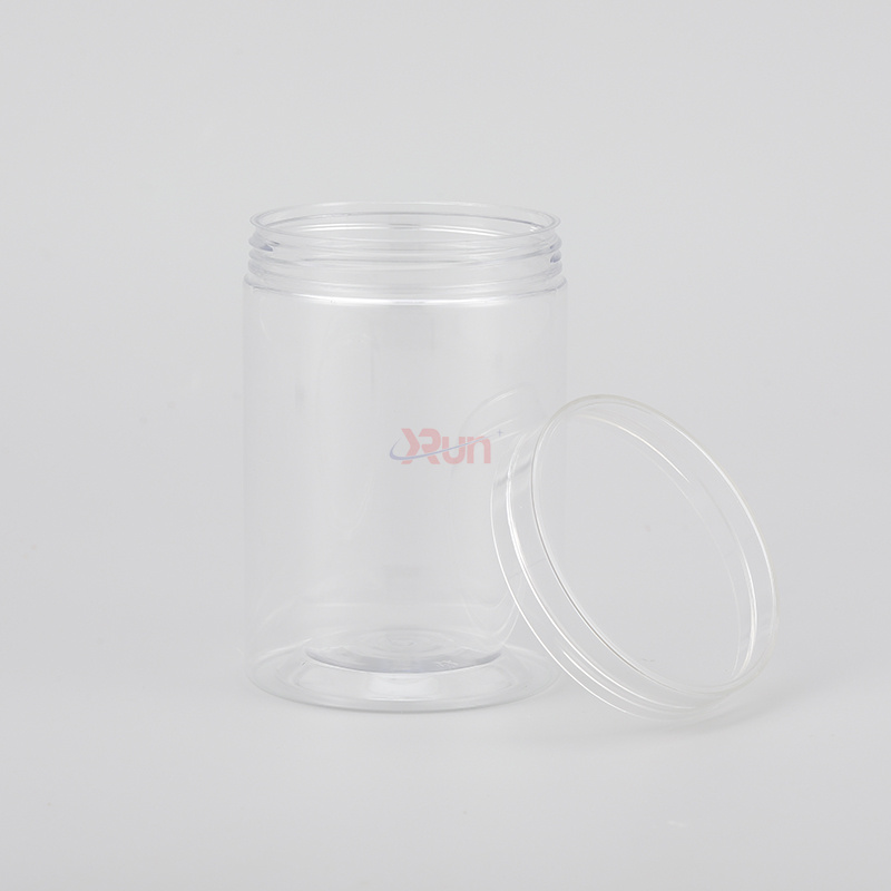 We produce Plastic jars for dog food in the form of large custom PET jars, featuring heavy-duty clear plastic caps and airtight liners.